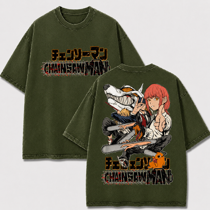 Oversized Streetwear Graphic Tee – Chain Blade Ensemble Print