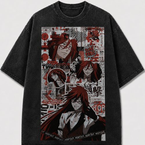 Oversized Newspaper Collage Graphic Tee – Comic Poster Print Top