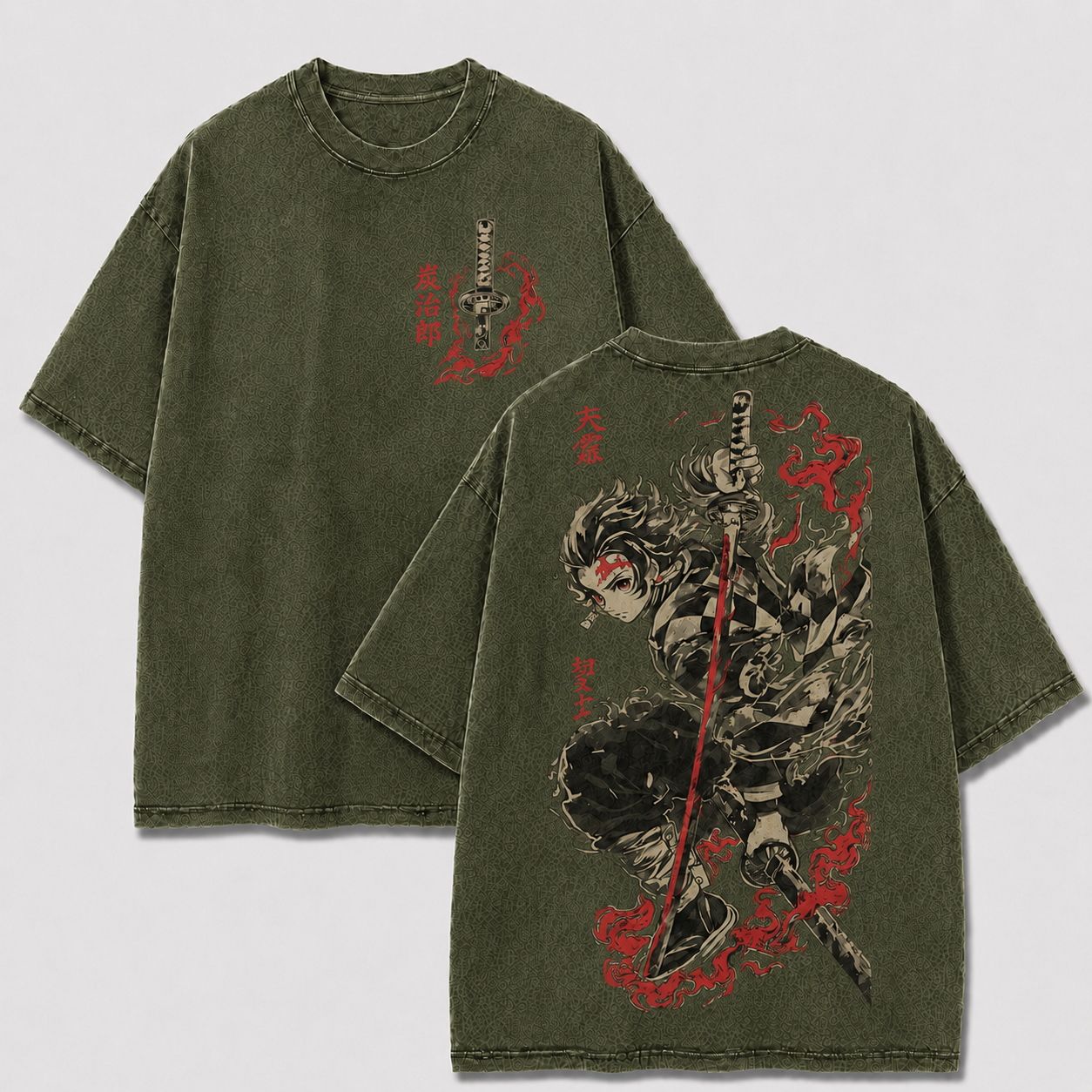 Crimson Flame Swordsman Vintage Washed Graphic Tee