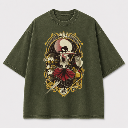 Ornate Frame Needle Warrior Graphic Print Oversized Tee