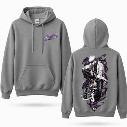 Oversized Streetwear Graphic Hoodie – Purple Smoke Crouching Figure Print