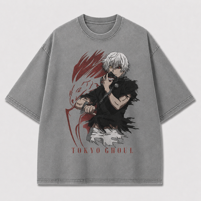Oversized Masked Antihero Graphic Tee – Dark Streetwear Chained Warrior Shirt