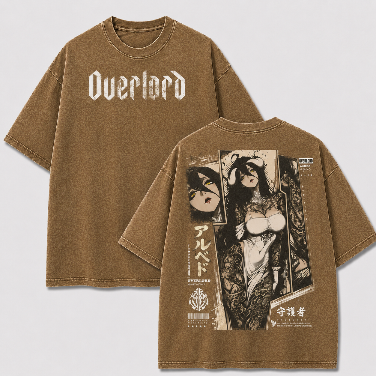 Horned Dark Guardian Manga Collage Vintage Washed Tee
