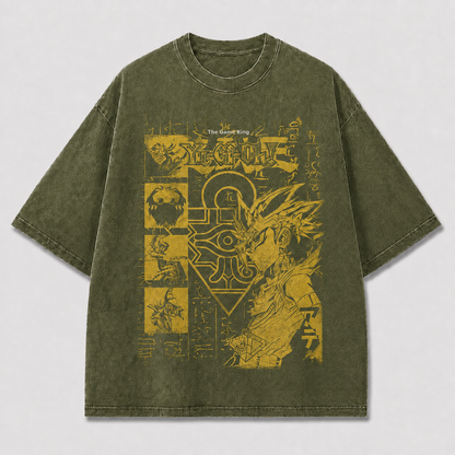 Oversized Poster Collage Graphic Tee – Ancient Symbol Print Top