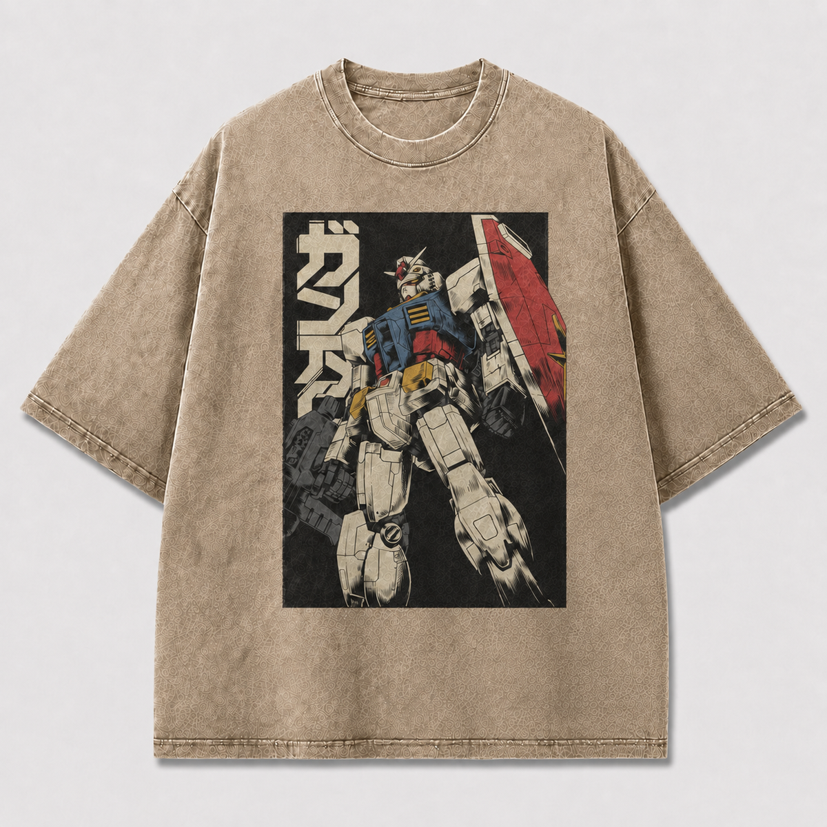 Oversized Mecha Warrior Graphic Tee – Retro Poster Print Top