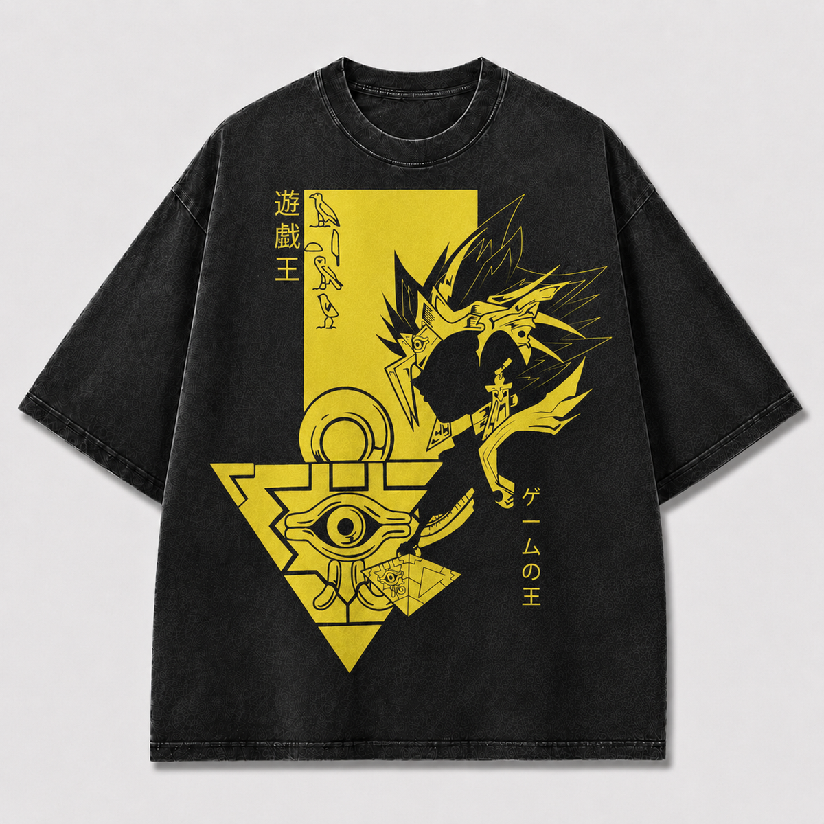 Oversized Silhouette Graphic Tee – Ancient Eye Symbol Print Top