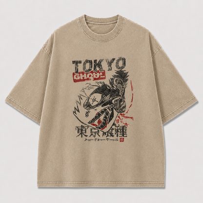 Oversized Monster Skull Graffiti Graphic Tee – Vintage Distressed Streetwear Shirt