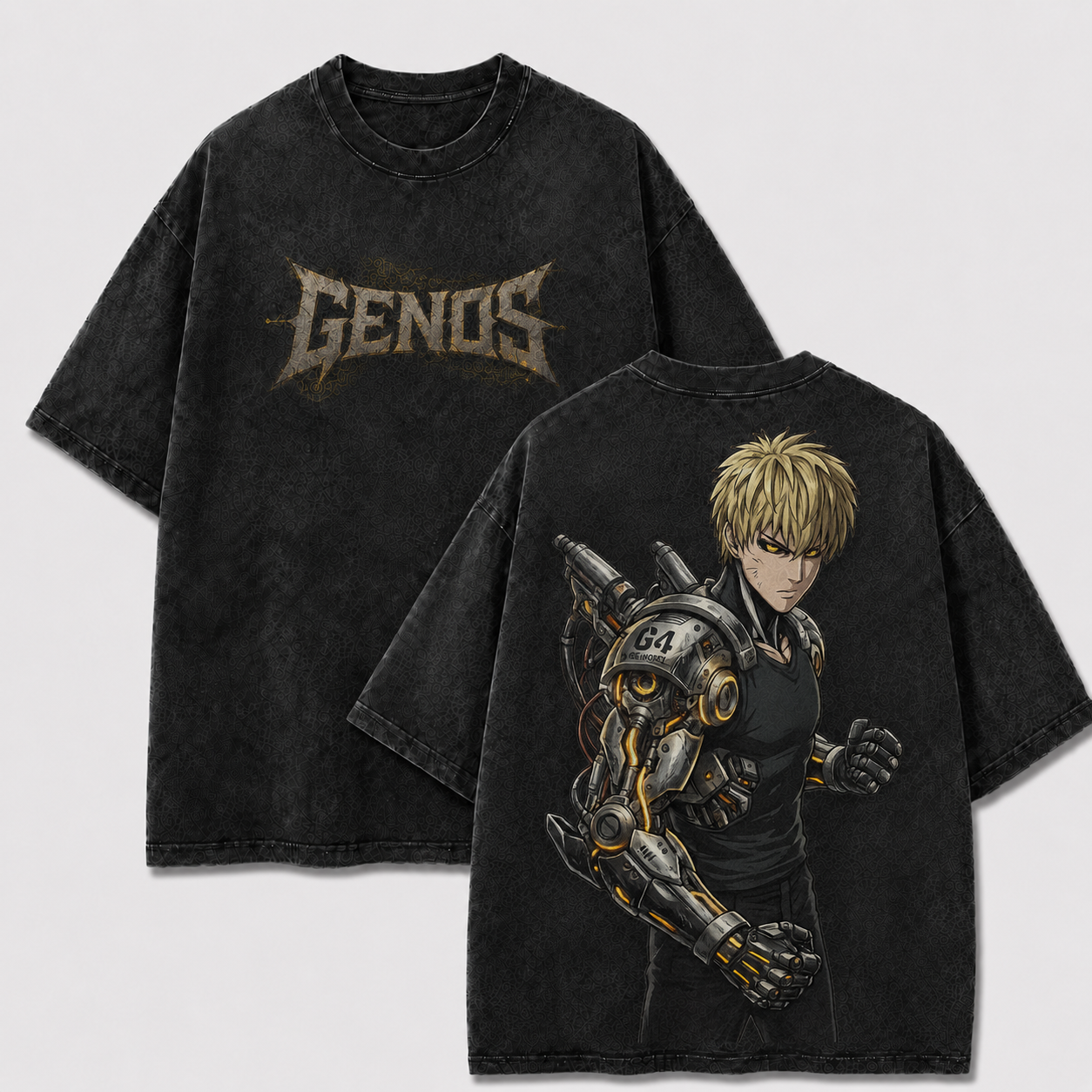 Oversized Streetwear Graphic Tee – Cyborg Mecha Arm Portrait Print