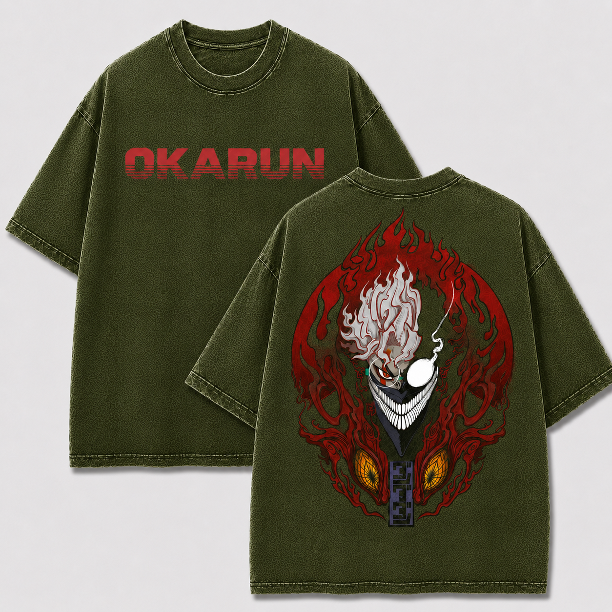Oversized Streetwear Graphic Tee – Flaming Grin Skull Print