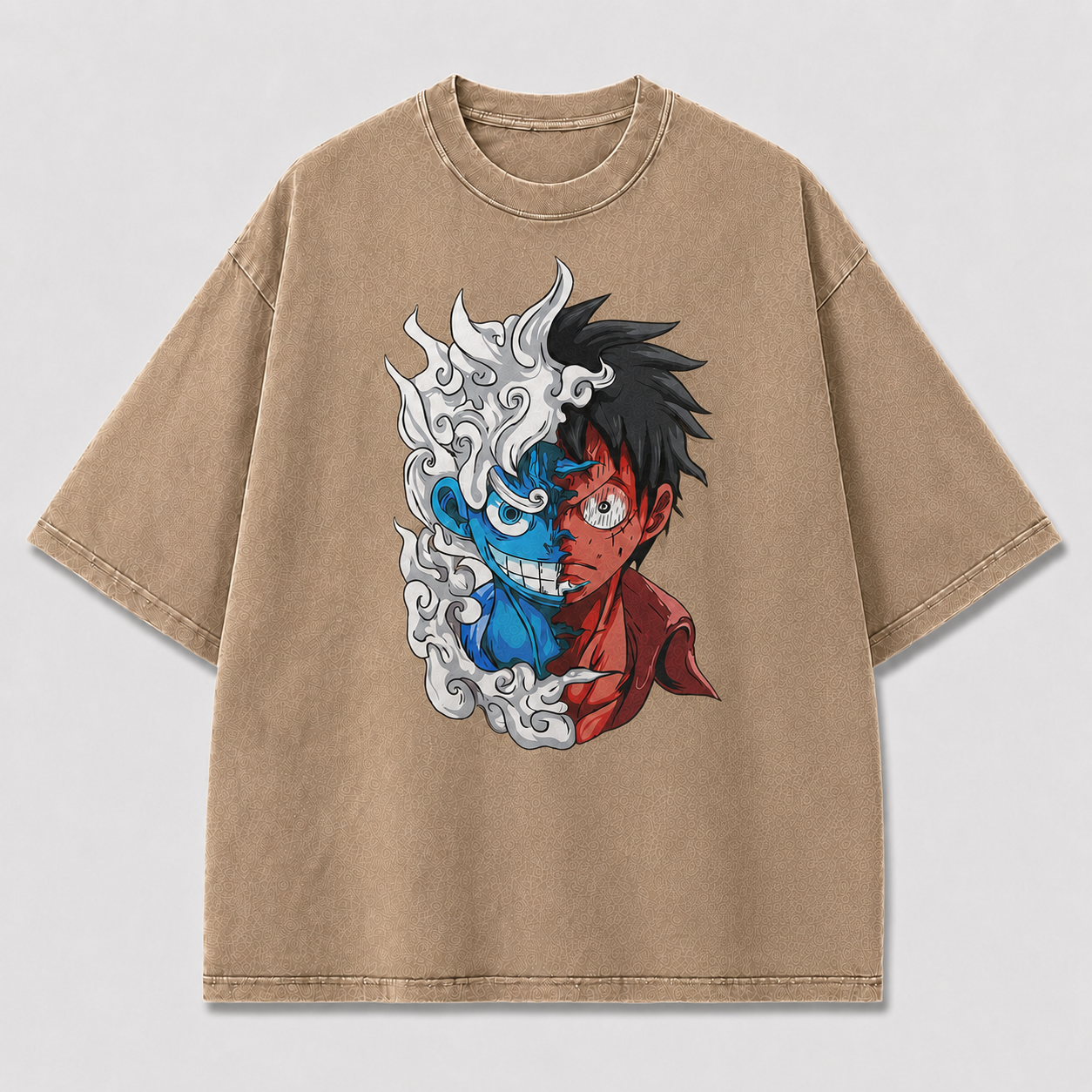 Oversized Streetwear Graphic Tee – Split-Face Dual Form Portrait Print