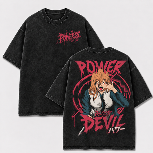 Oversized Streetwear Graphic Tee – Horned Character Blood Print