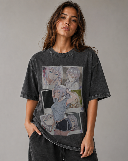 Oversized Graphic Print T-Shirt – Polaroid Waifu Streetwear Tee