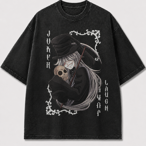 Oversized Reaper Portrait Card Graphic Tee – Ornate Print Top