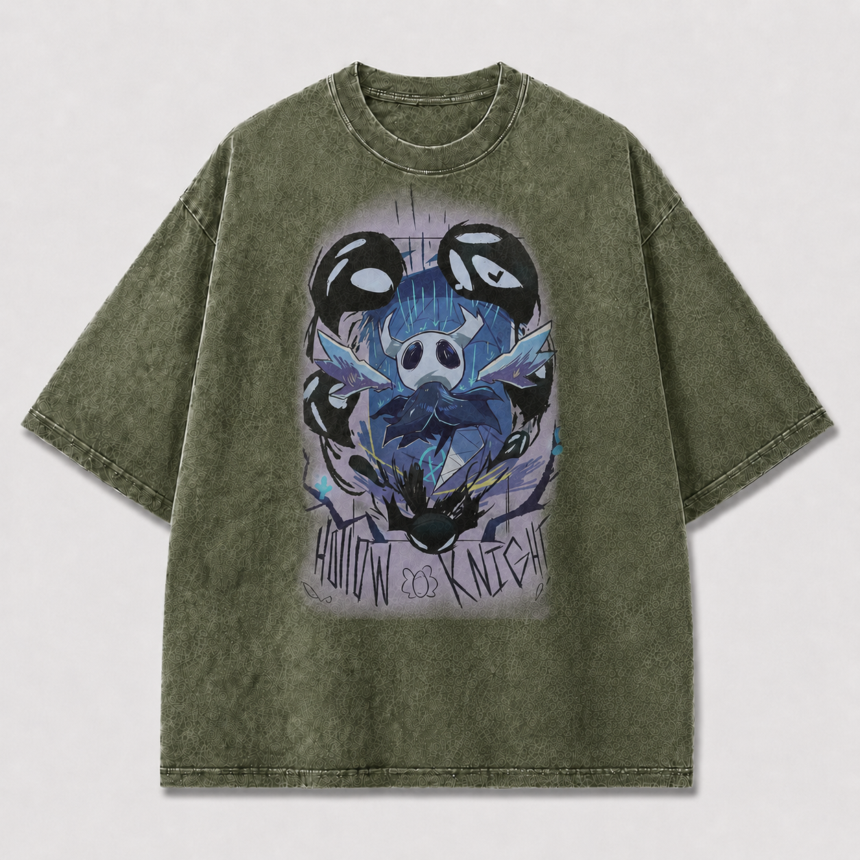 Horned Hollow Mask Creature Graphic Print Oversized Tee
