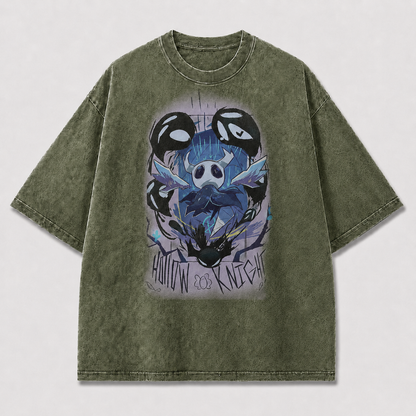 Horned Hollow Mask Creature Graphic Print Oversized Tee