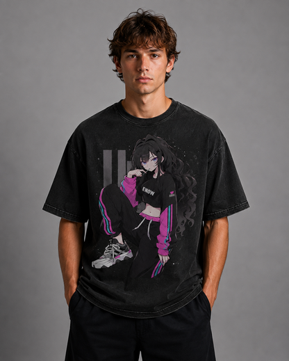 Oversized Graphic Print T-Shirt – Trackset Waifu Streetwear Tee