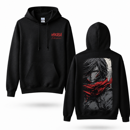 Crimson Scarf Warrior Manga Portrait Graphic Hoodie