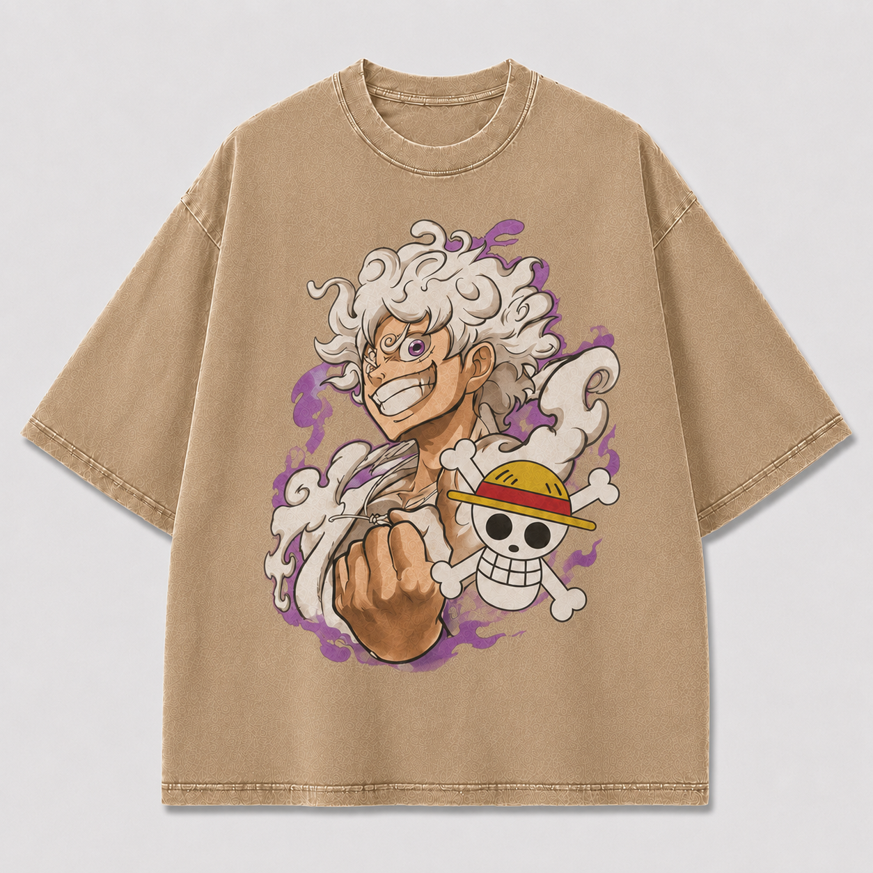 Oversized Streetwear Graphic Tee – Purple Mist Grayscale Portrait Print