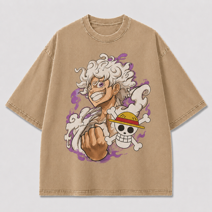 Oversized Streetwear Graphic Tee – Purple Mist Grayscale Portrait Print