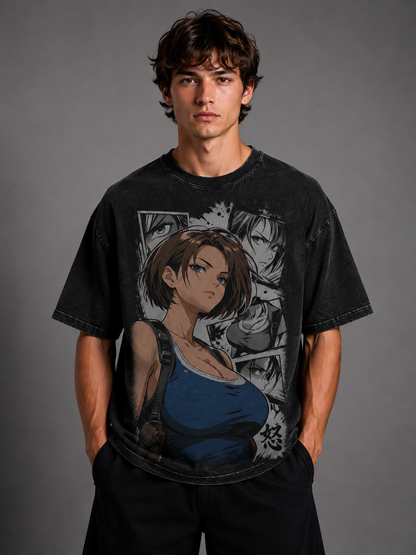 Oversized Graphic Print T-Shirt – Survivor Waifu Streetwear Tee