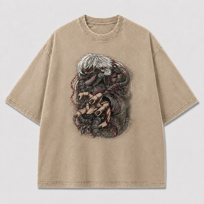 Oversized Masked Antihero Tentacle Graphic Tee – Dark Horror Streetwear Shirt