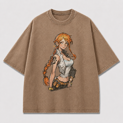 Oversized Streetwear Graphic Tee – Braided Hair Side Portrait Print