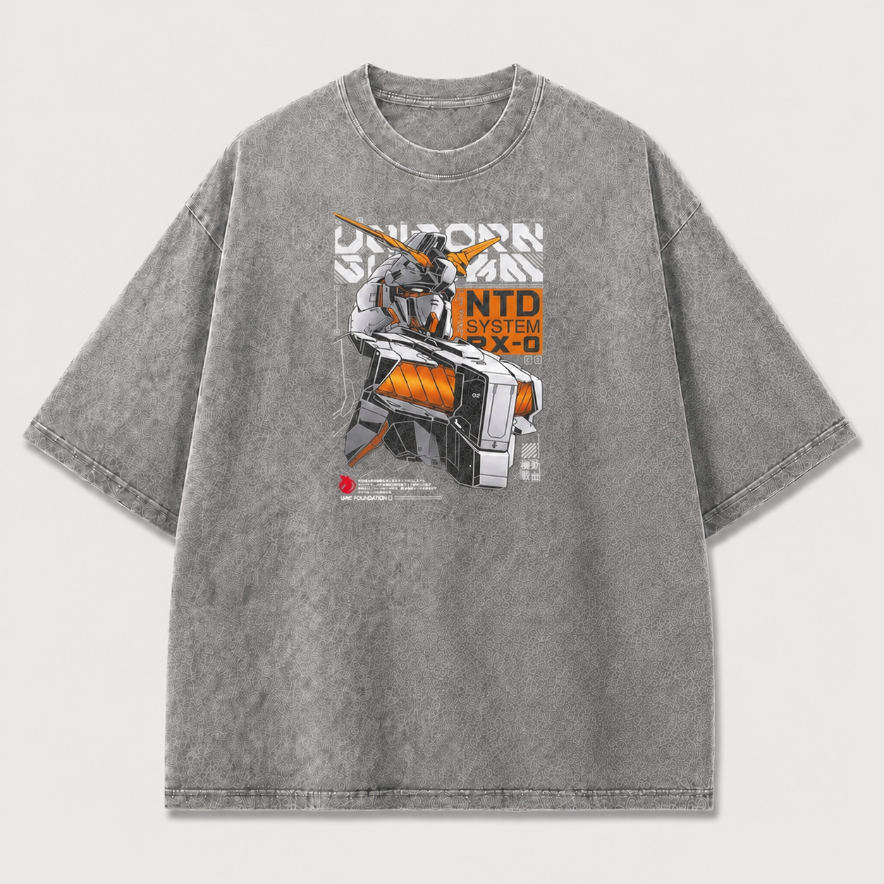 Oversized Horned Mecha Graphic Tee – Tech Poster Print Top