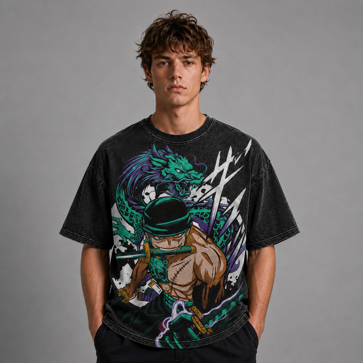 Oversized Graphic Print T-Shirt – Dragon Warrior Streetwear Tee