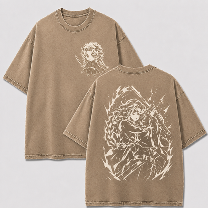Braided Thunder Swordsman Vintage Washed Graphic Tee