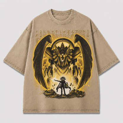 Oversized Mythical Beast Graphic Tee – Glow Print Streetwear Top