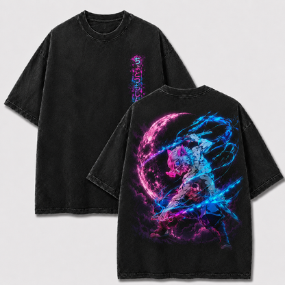 Neon Boar Mask Dual Blade Vintage Washed Graphic Tee