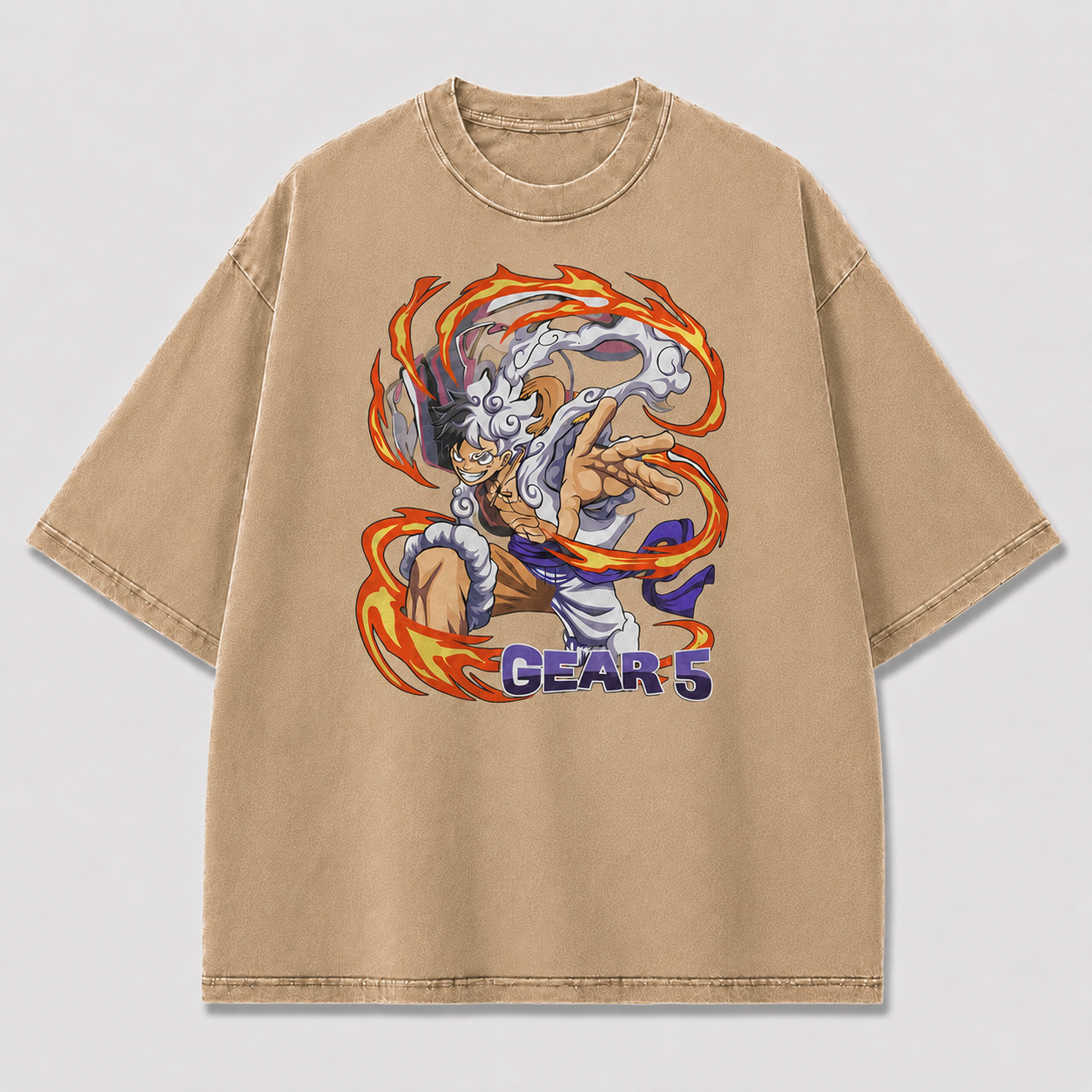 Oversized Streetwear Graphic Tee – Flame Vortex Battle Pose Print