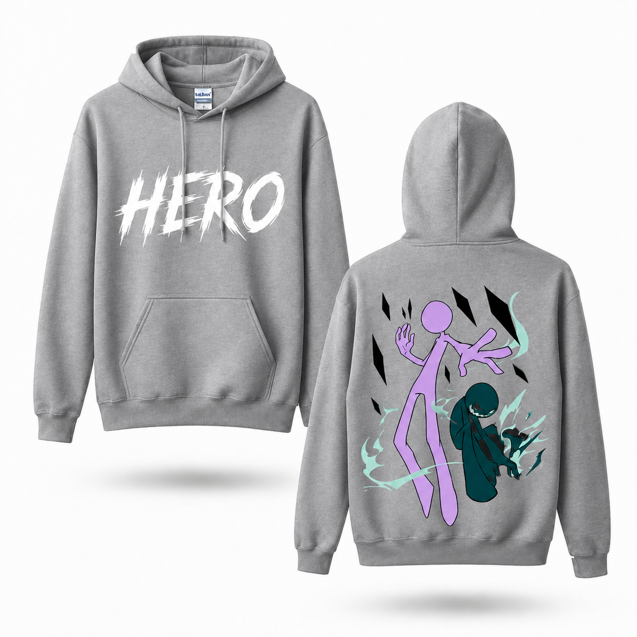 Oversized Streetwear Graphic Hoodie – Minimalist Duo Silhouette Print