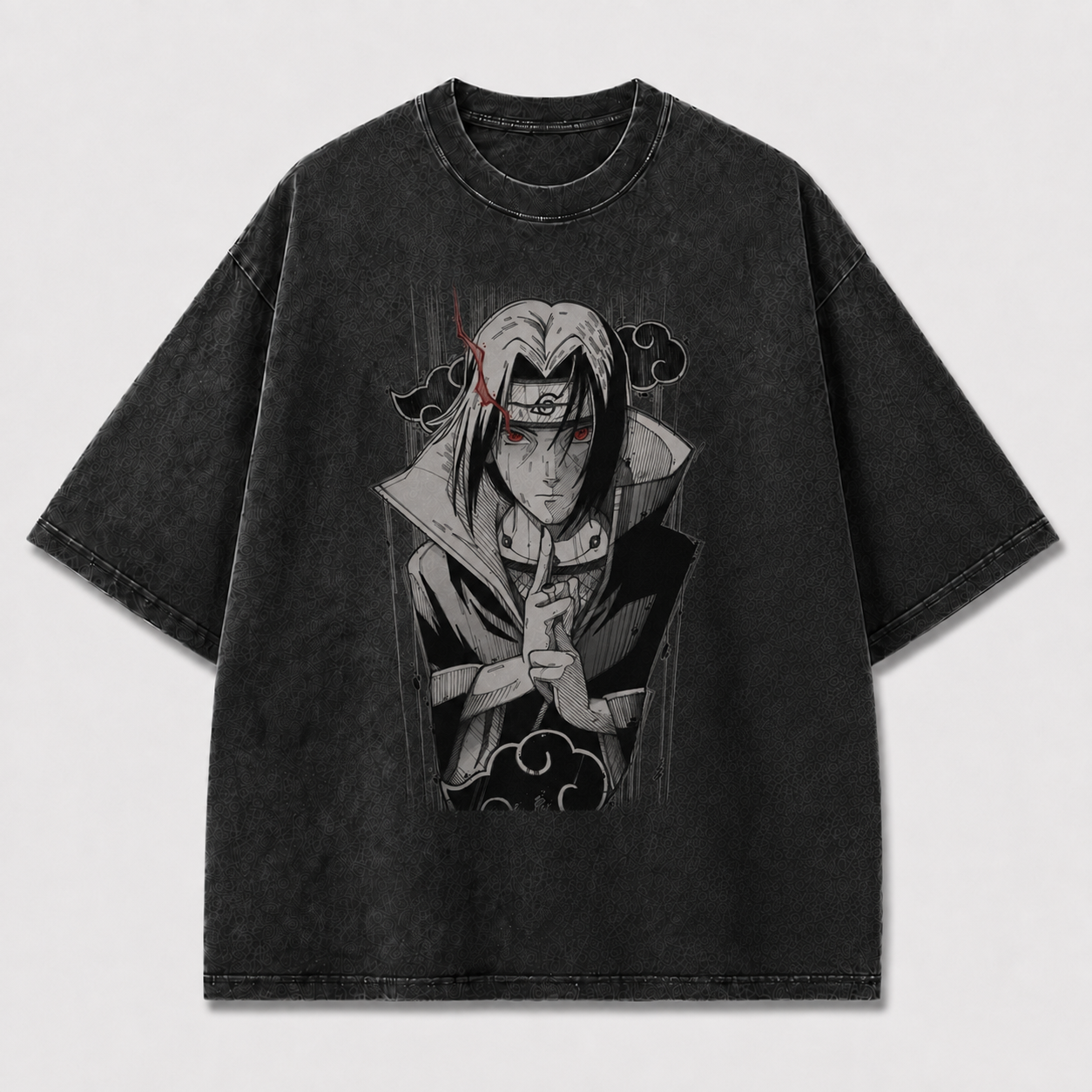 Oversized Streetwear Graphic Tee – Red Eye Cloud Cloak Print