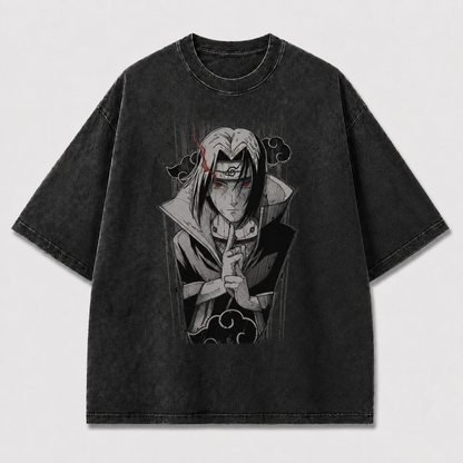 Oversized Streetwear Graphic Tee – Red Eye Cloud Cloak Print