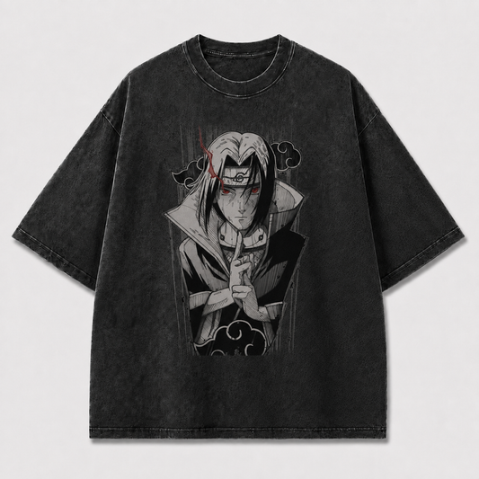 Oversized Streetwear Graphic Tee – Red Eye Cloud Cloak Print