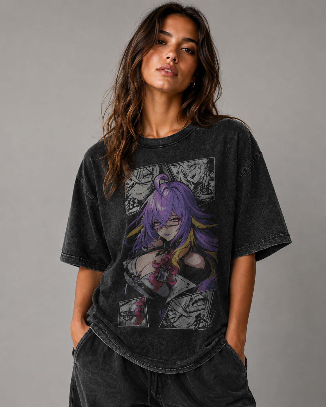 Oversized Graphic Print T-Shirt – Ombre Waifu Streetwear Tee