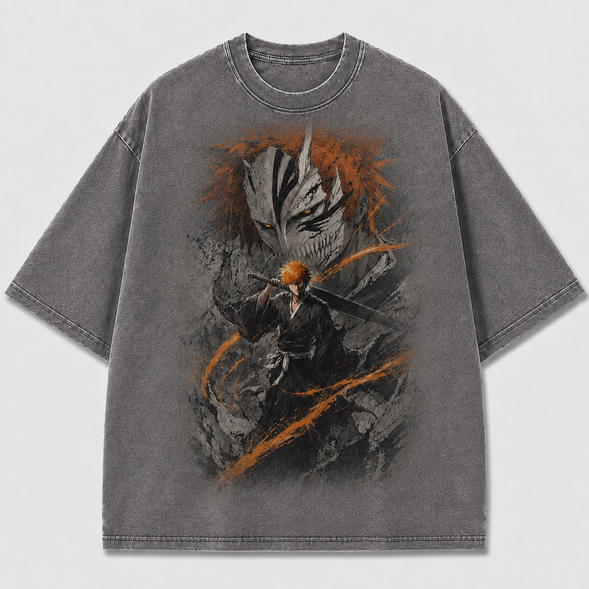 Oversized Streetwear Graphic Tee – Cracked Mask Painterly Print