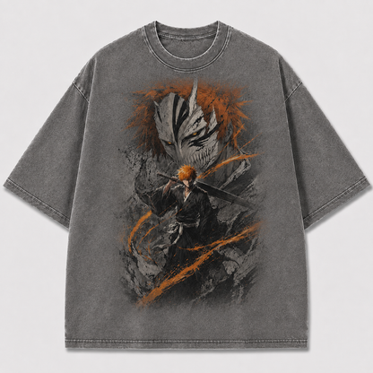 Oversized Streetwear Graphic Tee – Cracked Mask Painterly Print
