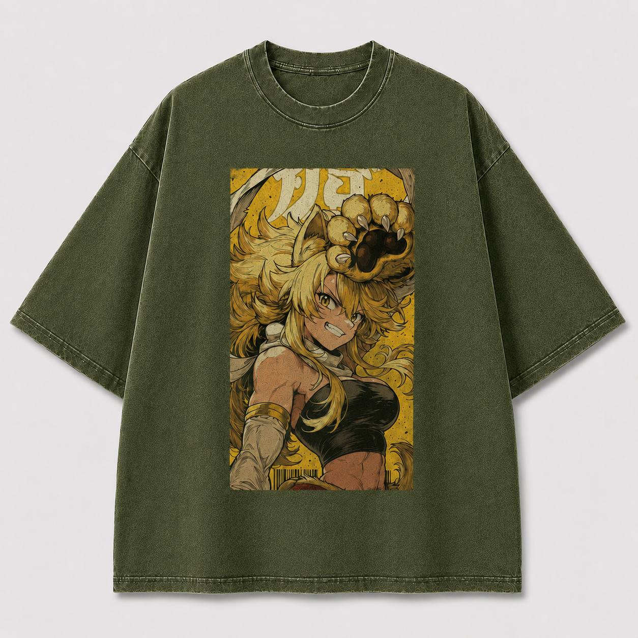 Oversized Graphic Print T-Shirt – Beast Warrior Waifu Streetwear Tee