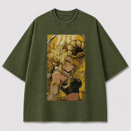 Oversized Graphic Print T-Shirt – Beast Warrior Waifu Streetwear Tee