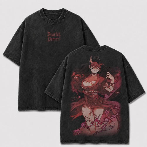 Scarlet Horned Demon Vintage Washed Graphic Tee