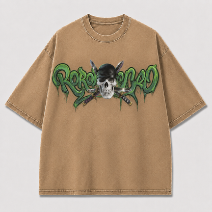 Oversized Graphic Print T-Shirt – Skull Swordsman Streetwear Tee