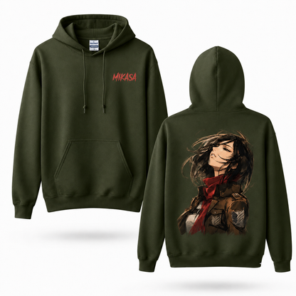 Red Scarf Female Warrior Portrait Graphic Hoodie