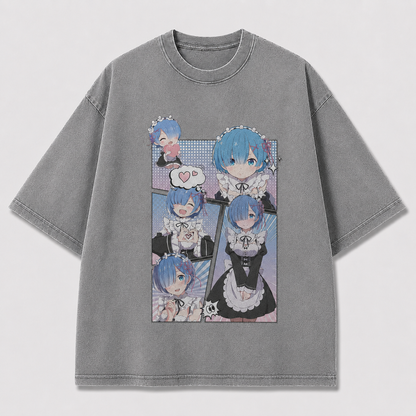 Oversized Graphic Print T-Shirt – Maid Waifu Streetwear Tee