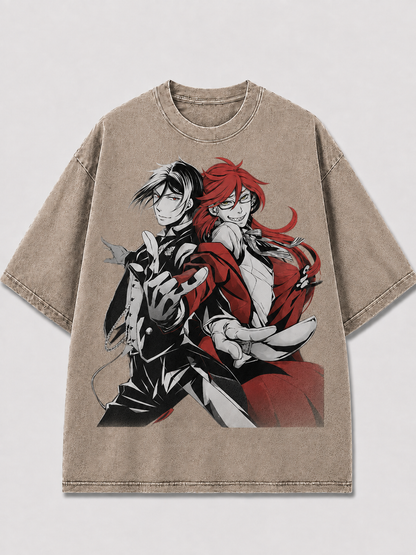Oversized Duo Portrait Graphic Tee – Contrast Print Top
