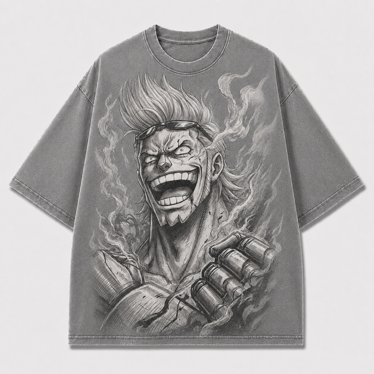 Oversized Streetwear Graphic Tee – Grinning Sketch Portrait Print