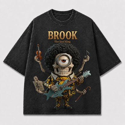 Oversized Streetwear Graphic Tee – Multi-Arm Musician Character Print