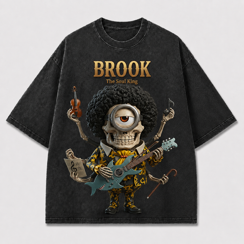 Oversized Streetwear Graphic Tee – Multi-Arm Musician Character Print