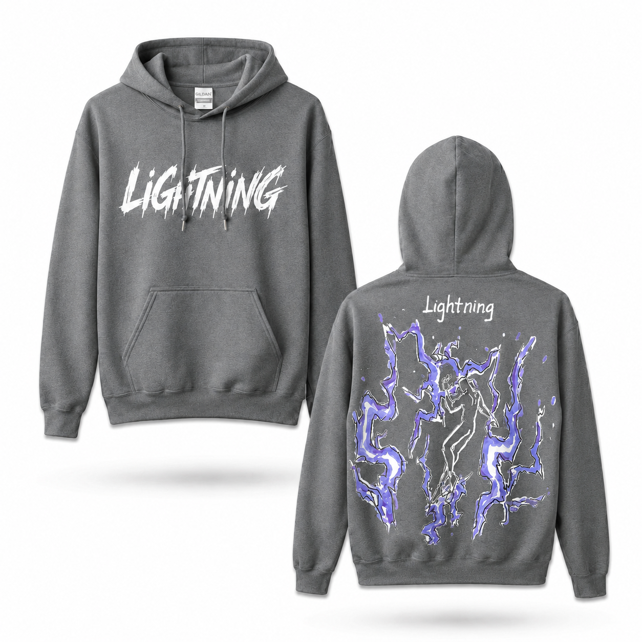 Oversized Streetwear Graphic Hoodie – Abstract Lightning Sketch Print